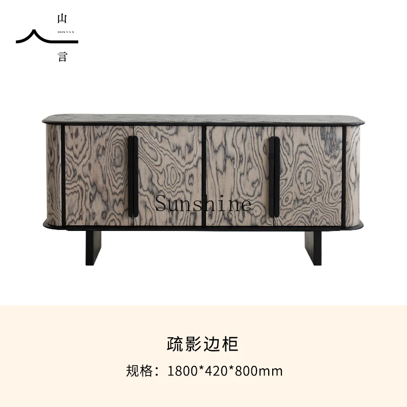 French retro solid wood dining side cabinet household living room wall integrated locker
