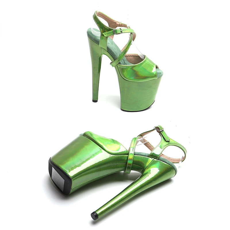 Leecabe  8Inch/20cm Shiny PU   upper  Platform  High Heels party Sandals  stripper heel Pole Dance Shoes