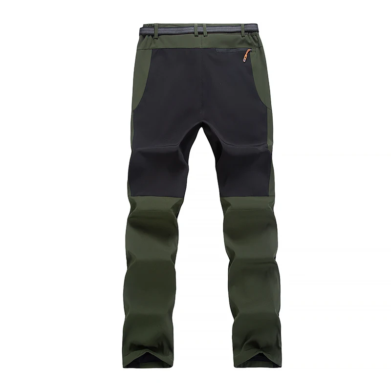 LNGXO Thick Warm Fleece Hiking Pants Men Winter Waterproof Windproof Outdoor Soft Shell Rain Trousers Trekking Camping Ski Pants