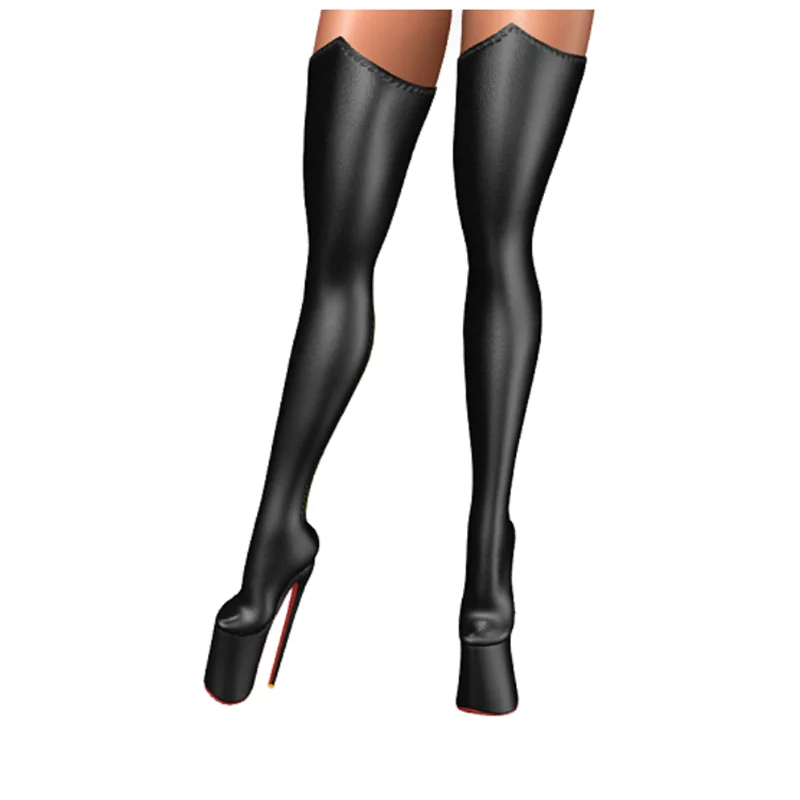 블랙 오버니하이 플랫폼 부츠 얇은 하이힐 라운드 토 패션 섹시 2025 겨울 큰 사이즈 여성 신발