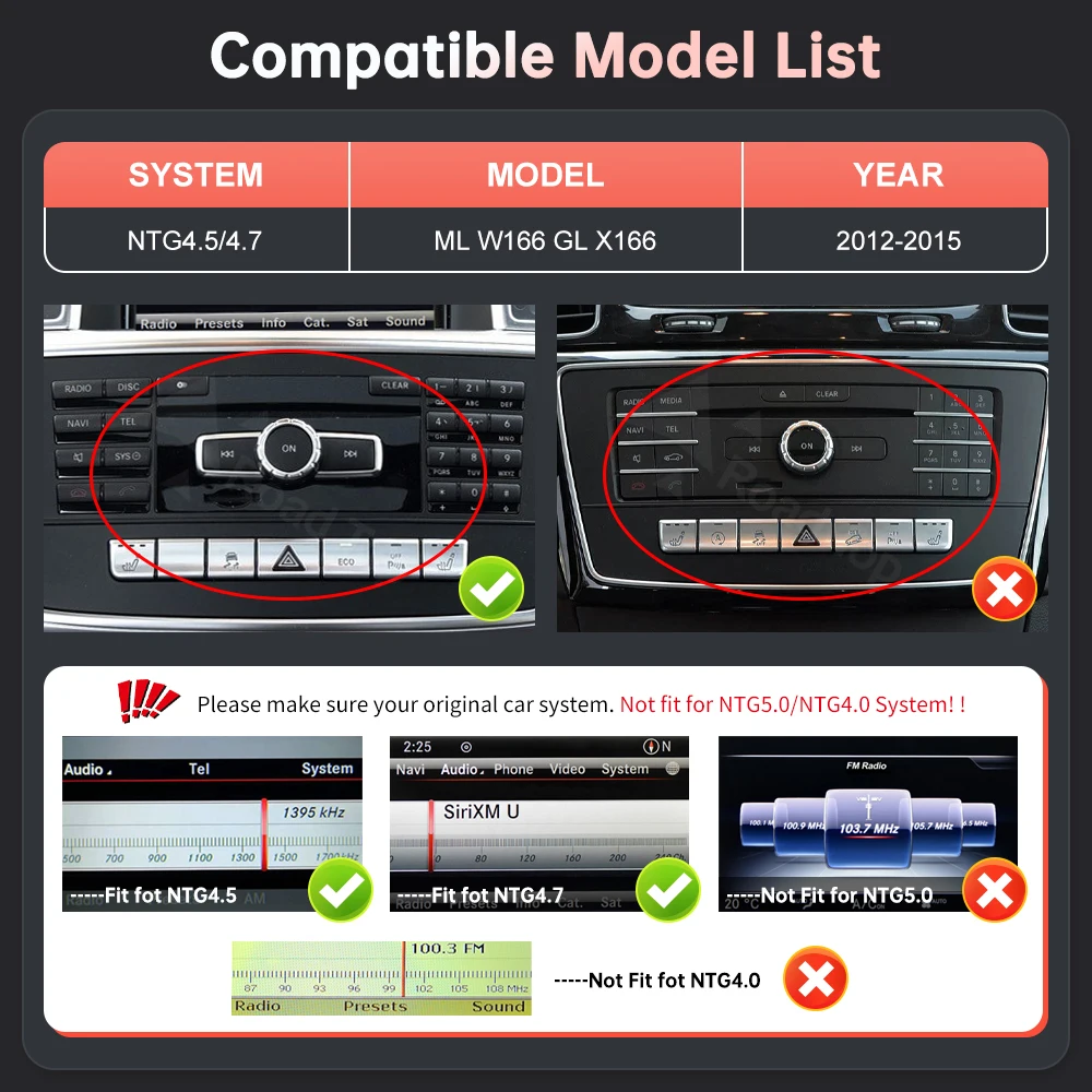12,3 Zoll ultradünnes Multimedia-Display für Benz ML W166 GL X166 GLE GLS 2012-2018 NTG4.5 NTG5.0 Wireless Carplay Android Auto