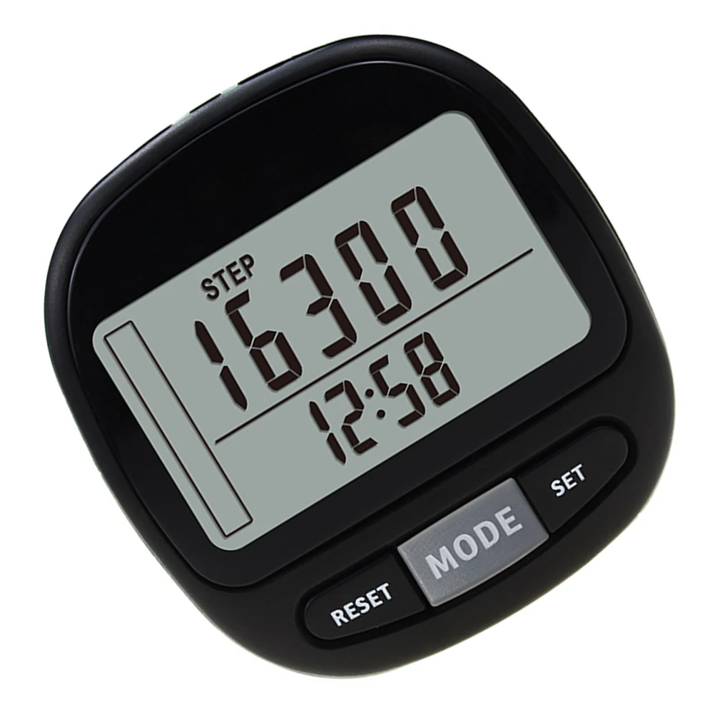 

Portable 3D Pedometer Step Counter Clip Black LCD Screen Memory Calorie Distance Fitness Walking Monitor Reusable Small