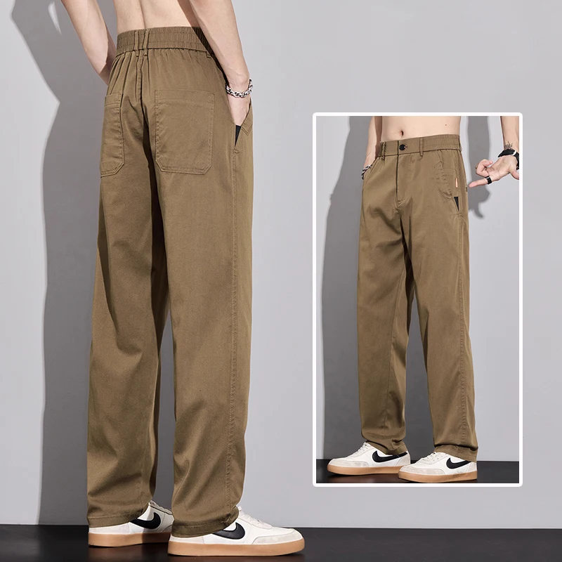 

High Quality Summer Thin Ice Silk Pants High Elasticity Men's Business Casual Pants Straight Versatile