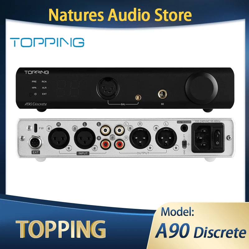 Topping A90D A90 Discrete Fully Balanced desktop HIFI Preamp Headphone Power Amplifier AMP 1000mw Out put power