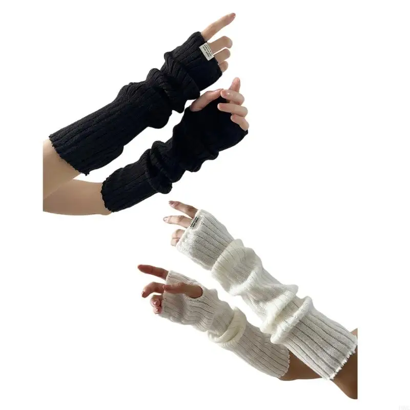 49MC Popular Arm Warmers for Music Festival Fingerless Gloves Party Supply Costume Arm Gloves Knitting Fingerless Arm Sleeves