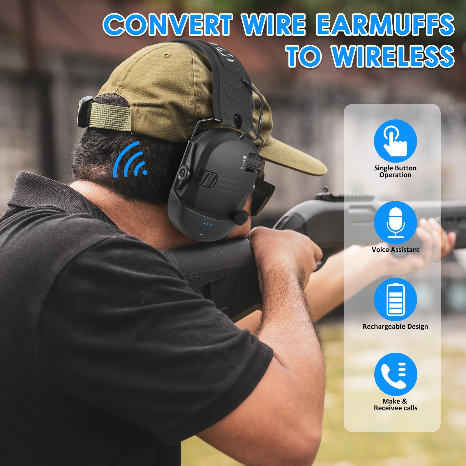 Tactical Bluetooth Shooting Hearing Protector Active Anti-Noise Earmuff Professional Electronic Noise Reduction Headset