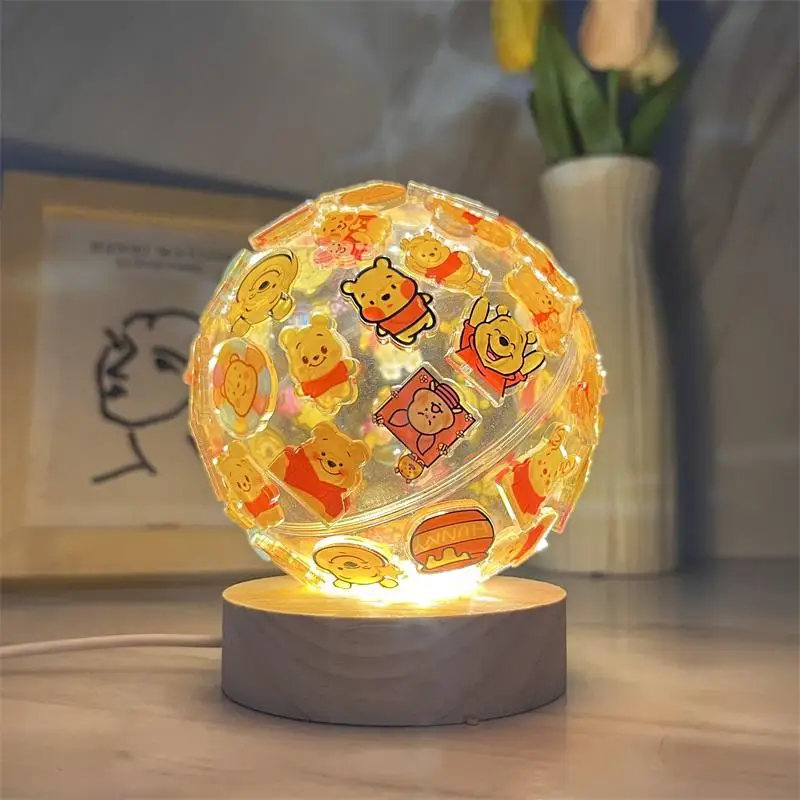 Ball Night Light Bear Acrylic Patch DIY Night Lamp Cartoon CuteTable Lamp Desk Ornaments for Home Decoration Children Gifts