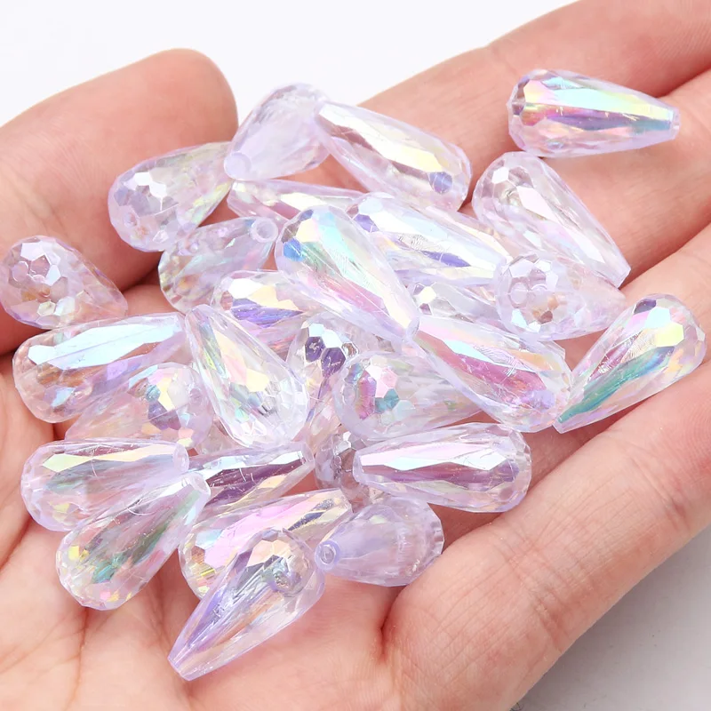 50pcs/lot 10x19mm Transparent ABS Water Drop Beads Faceted Acrylic Loose Spacer Beads For Jewelry Making Diy Bracelet Necklace