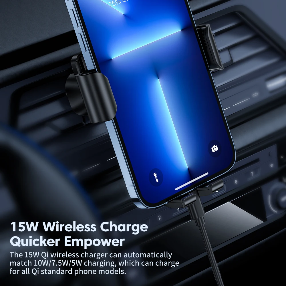 Toocki QI 15W Wireless Chargers Car Charger Car Phone Holder  For IPhone 14 13 Pro Samsung Huawei Honor Xiaomi Oneplus Oppo