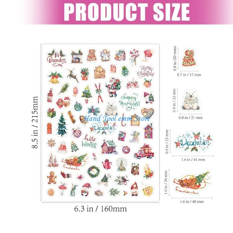 H37F Nhãn dán trang trí theo chủ đề Giáng sinh Nhãn dán lung linh cho việc làm thiệp tạp chí