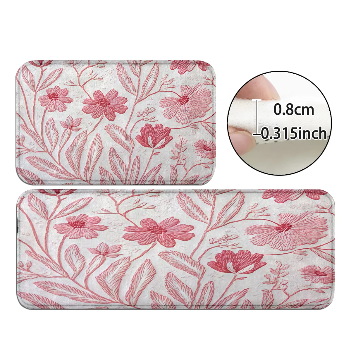 Fresh Daisy Mat, Pink Ink Floral Door Mat, Watercolor Flower Rug, Retro Graffiti Mat, Green Hello There Text Floral Decor Set.