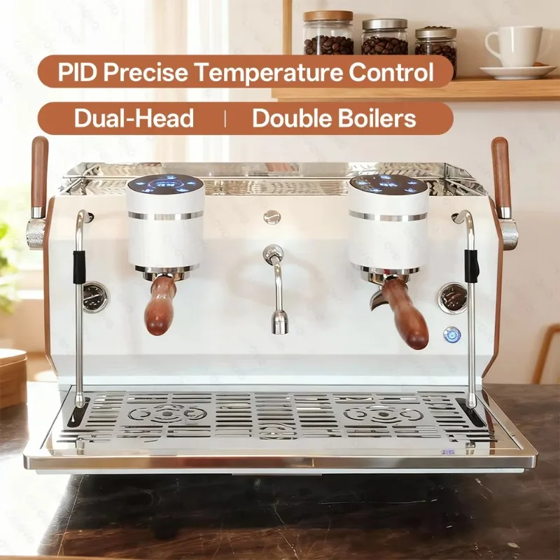 Commercial Semi-Auto Double Head Electric Espresso Maker PID Control Electric Brew System Coffee Machine for Household Hotel