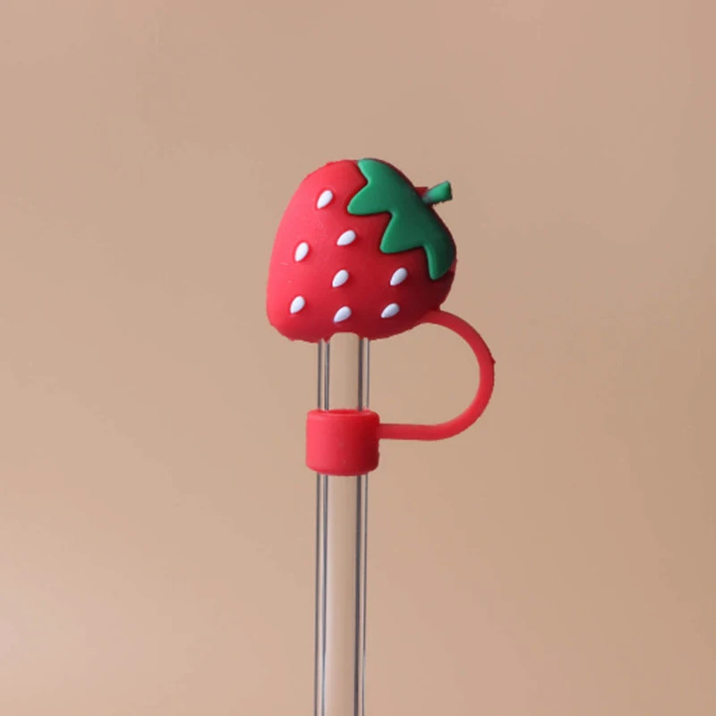 

Cute Strawberry Straw Covers For Stanley Tumbler Cups Accessories Kawaii Silicone Straw Toppers Protector Cap For 10mm Straws