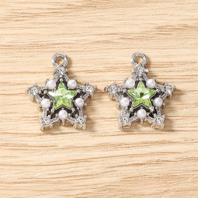 5 Stück 16x18mm Niedliche Kristall-Metall-Stern-Anhänger für Halsketten, Ohrringe, Armbänder, DIY-Handwerk, Schmuckherstellung, Zubehör – Detail 11