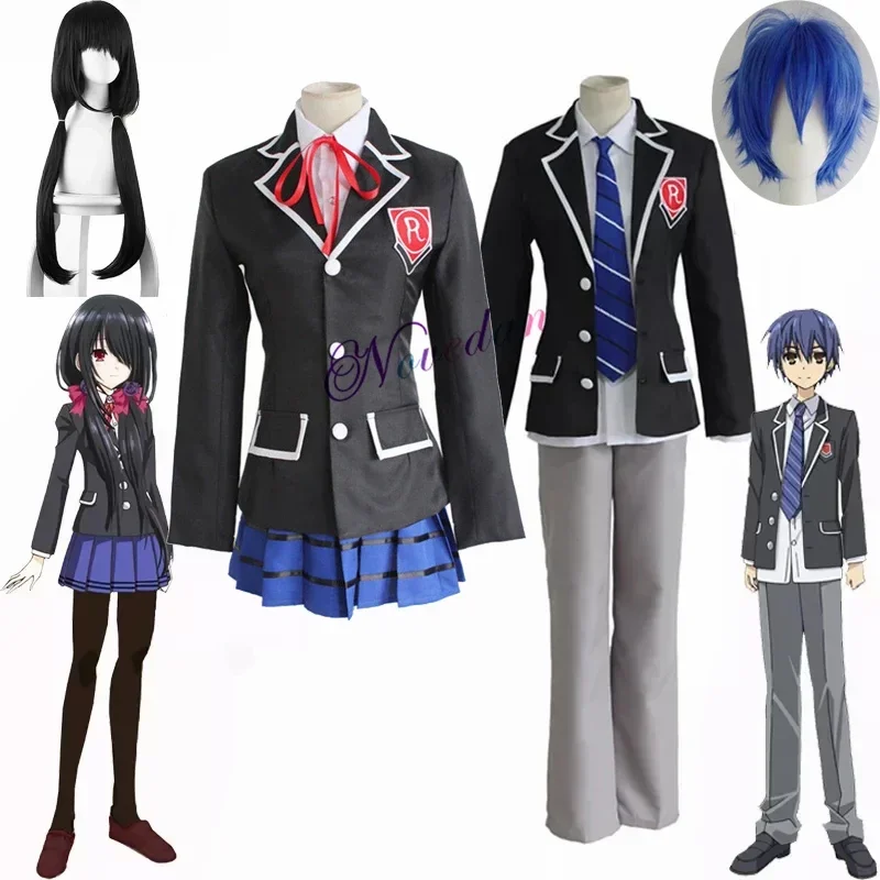 Date A Live Natsumi Yatogami Tohka Itsuka Shido Origami Tokisaki Kurumi School Uniform Anime Jk Girls Cosplay Costume Wig MN7