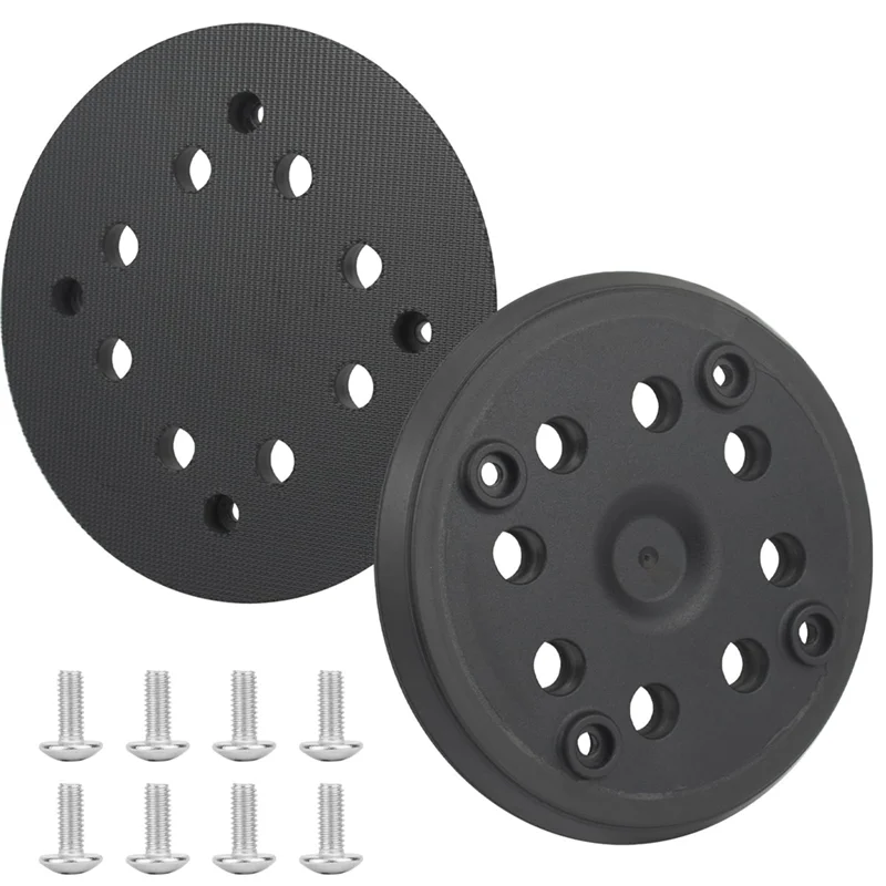 A58Z 2PC Nylon Sticker Sanding Discs 125Mm With Hook And Loop 8 Holes And 4 Eye Sanding Plate Compatible For ,With Screw