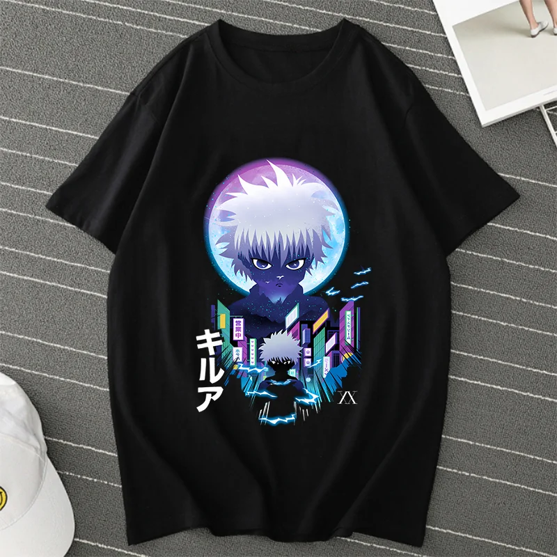 Vintage Hunter X Hunter Men Tshirt Short Sleeve Killua Zoldyck T-shirt HXH Hisoka TShirt Anime Manga Hip Hop Tops Tee Shirt Male