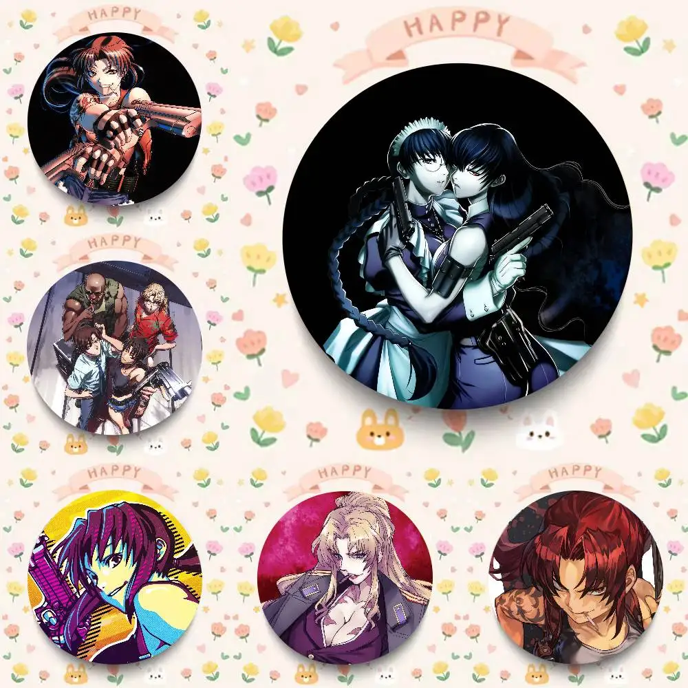 Anime Black Lagoon Anime Game Button Pin Cartoon Brooch Bag Clothes Decor Badge Accessories Friends Gifts