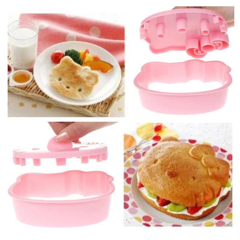 Sanrios Hello Kittys DIY Mould Anime Kt Cute Cartoon Kids Sandwiches Cutter,Sealer Maker Dough/Cookie Press Pastry Tools