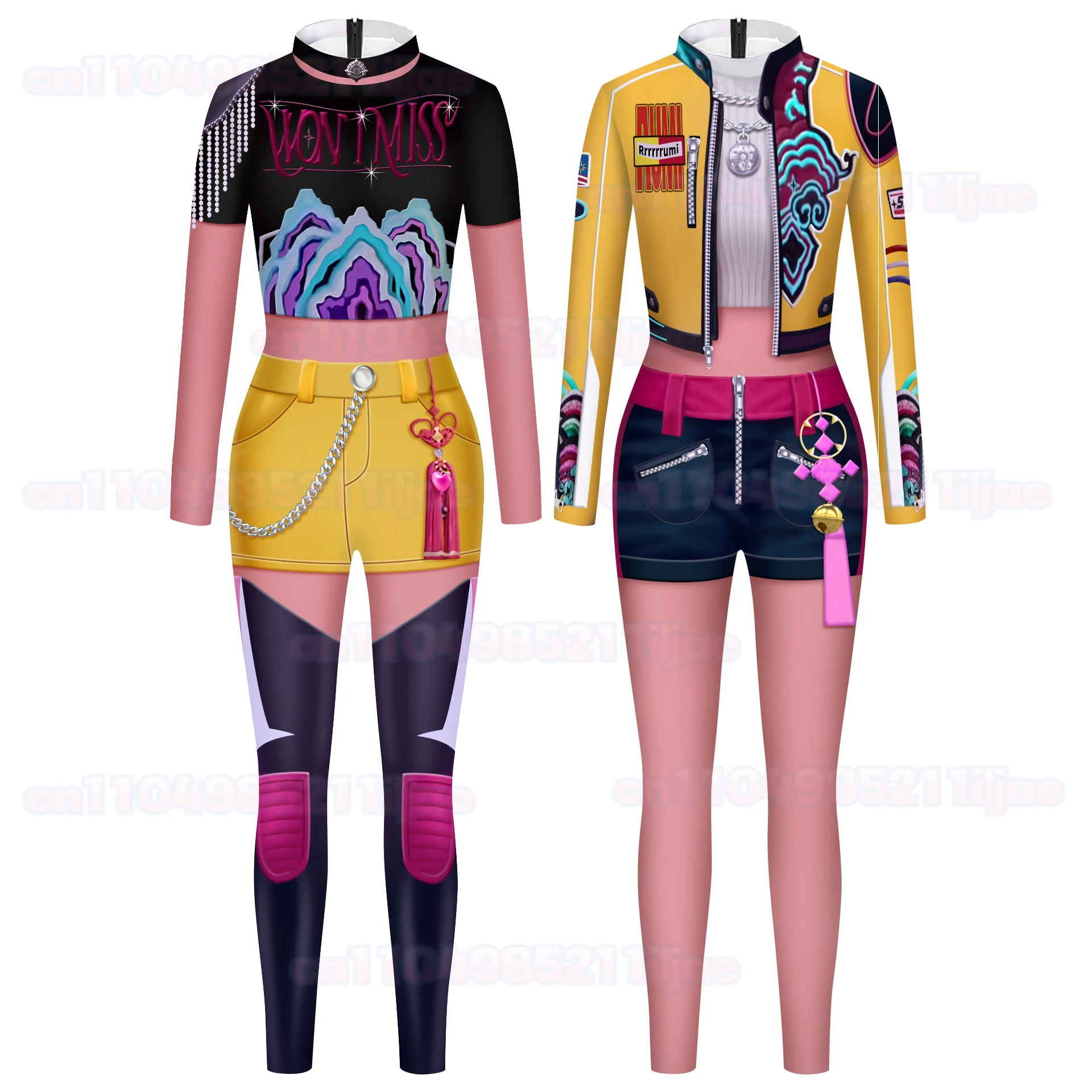 

Anime Rumi Mira Cosplay Bodysuit KPop Demon Hunters Jumpsuit Women Costume Halloween Party Costume Tights Stage Suit Rompers