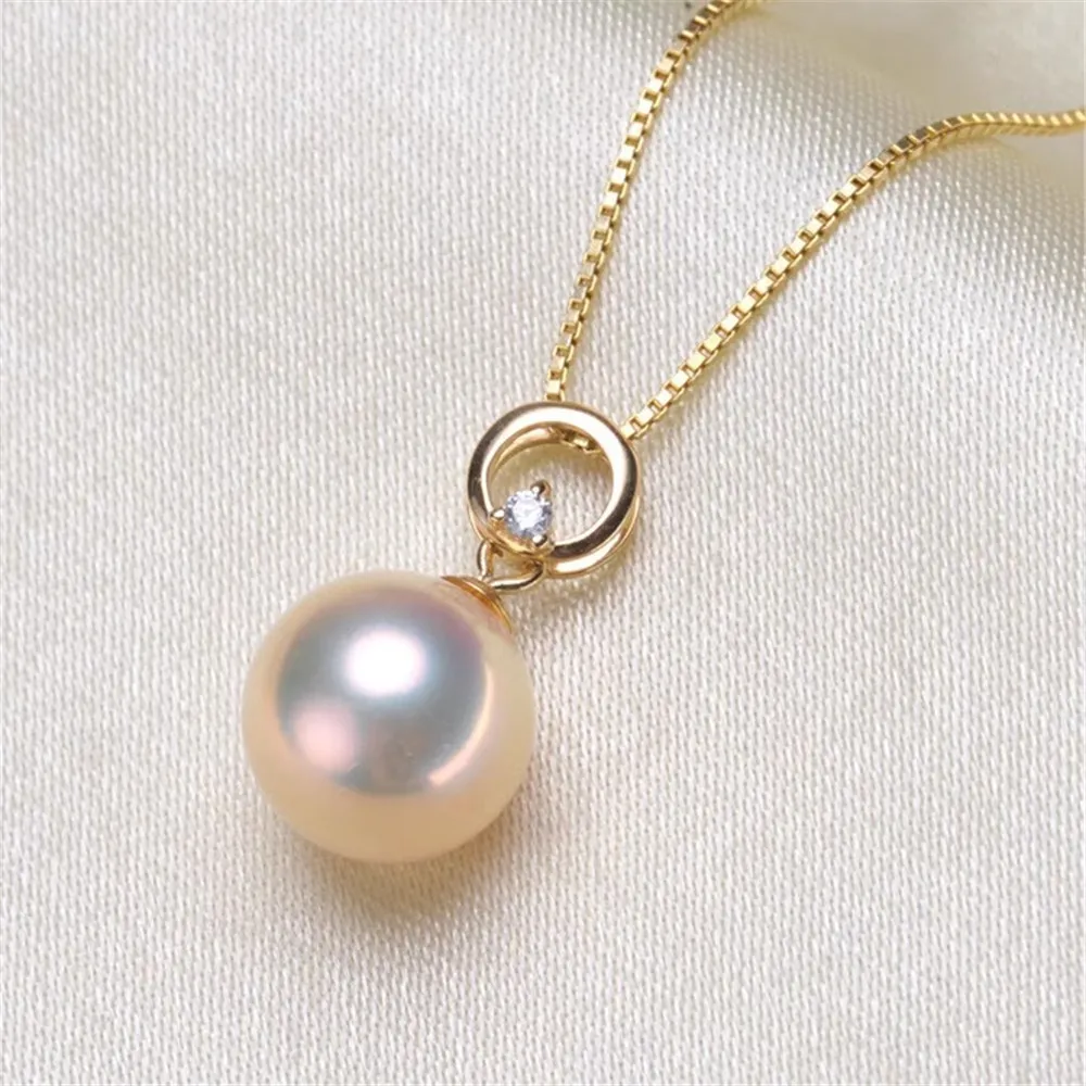 

DIY Accessories G18K Yellow Gold Pendant Empty Tray Exquisite Pearl Pendant Necklace Pendant Empty Tray Available with 8-10mm