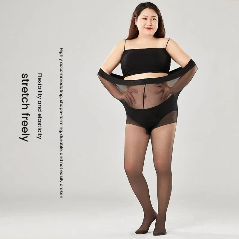 

Plus Size Women Ultra Thin Sheer Pantyhose Summer Anti-Snag Stockings Non-Slip Waist Full Foot Tights Elastic Large Size Tights