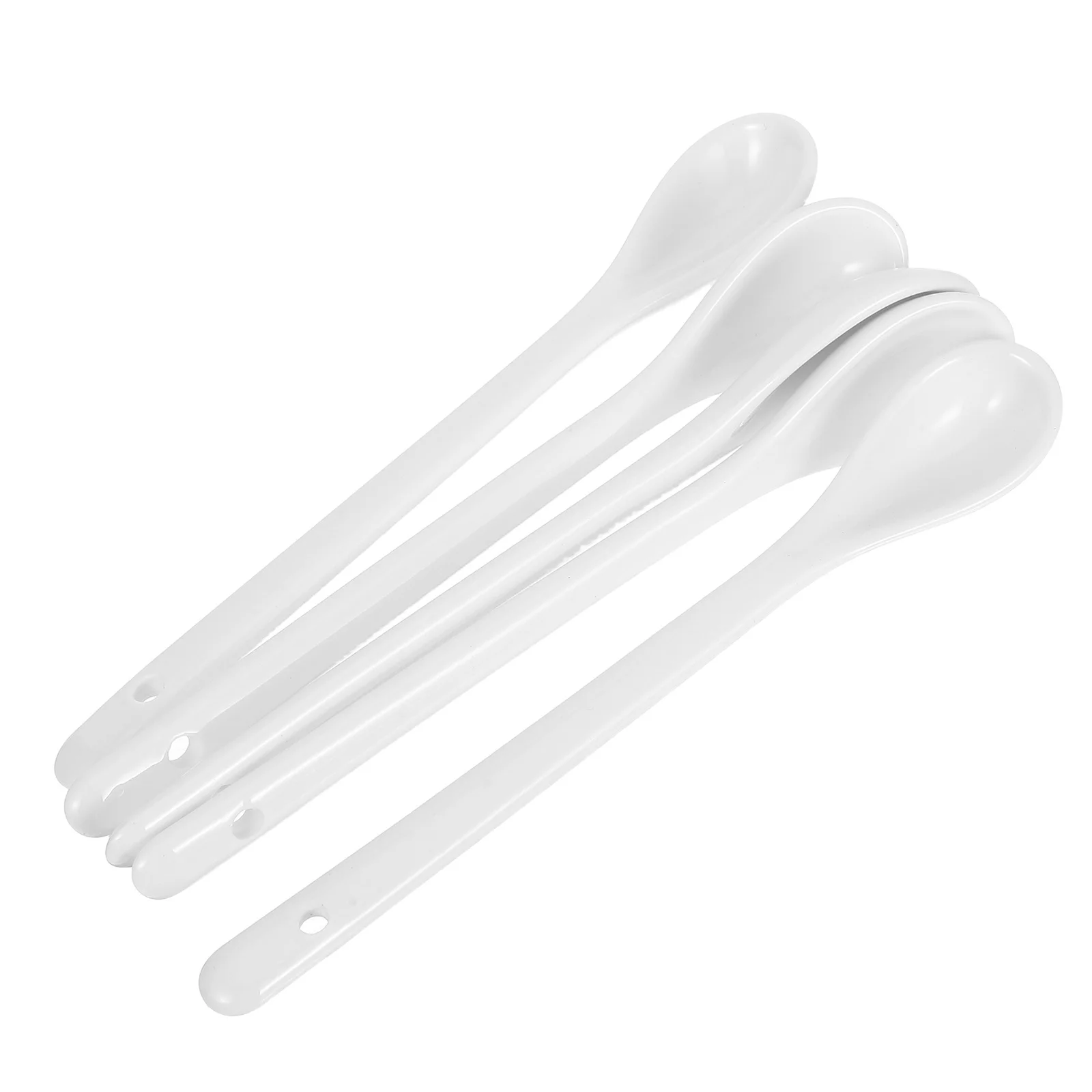 

5Pcs Porcelain Spoons Reusable Large Long Handle for Soup Rice Home Restaurant Safe Odorless Non-Deformation Soup Spoon