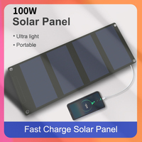 100W QC3.0 Fast Charge Solar Panels Portable Foldable Waterproof USB Type-C Solar Panel Charger Power Bank for Phone Battery