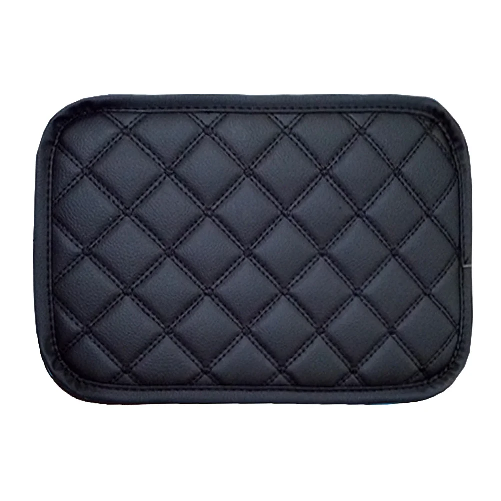 

Universal Car Armrest Box Pad Pu Thickened Soft Cushion Non-Slip Backing Easy Install No Drilling Black String Included