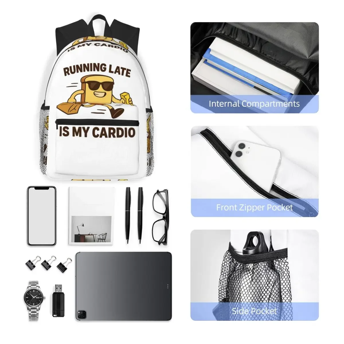 تشغيل أواخر هو بلدي القلب مضحك نخب الكرتون على ظهره Daypack بنين بنات BookBag حقيبة مدرسية حقائب الكتف للرجال والنساء #5