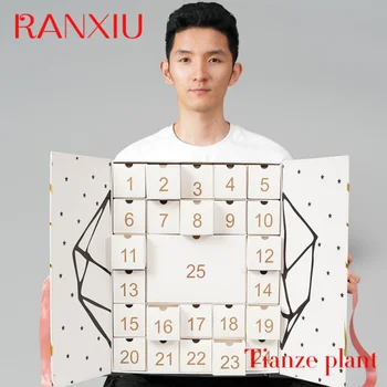 AfricBeauty-Boîte en papier de compte à rebours cosmétique avec logo personnalisé, emballage cadeau en carton, calendrier de l'avent de Noël