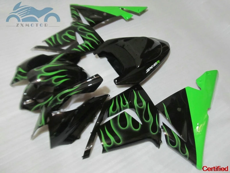 

Комплекты обтекателей мотоцикла для Kawasaki Ninja ZX 10R 2004 2005, комплект обтекателей кузова 04 05 ZX10R, детали зеленого пламени