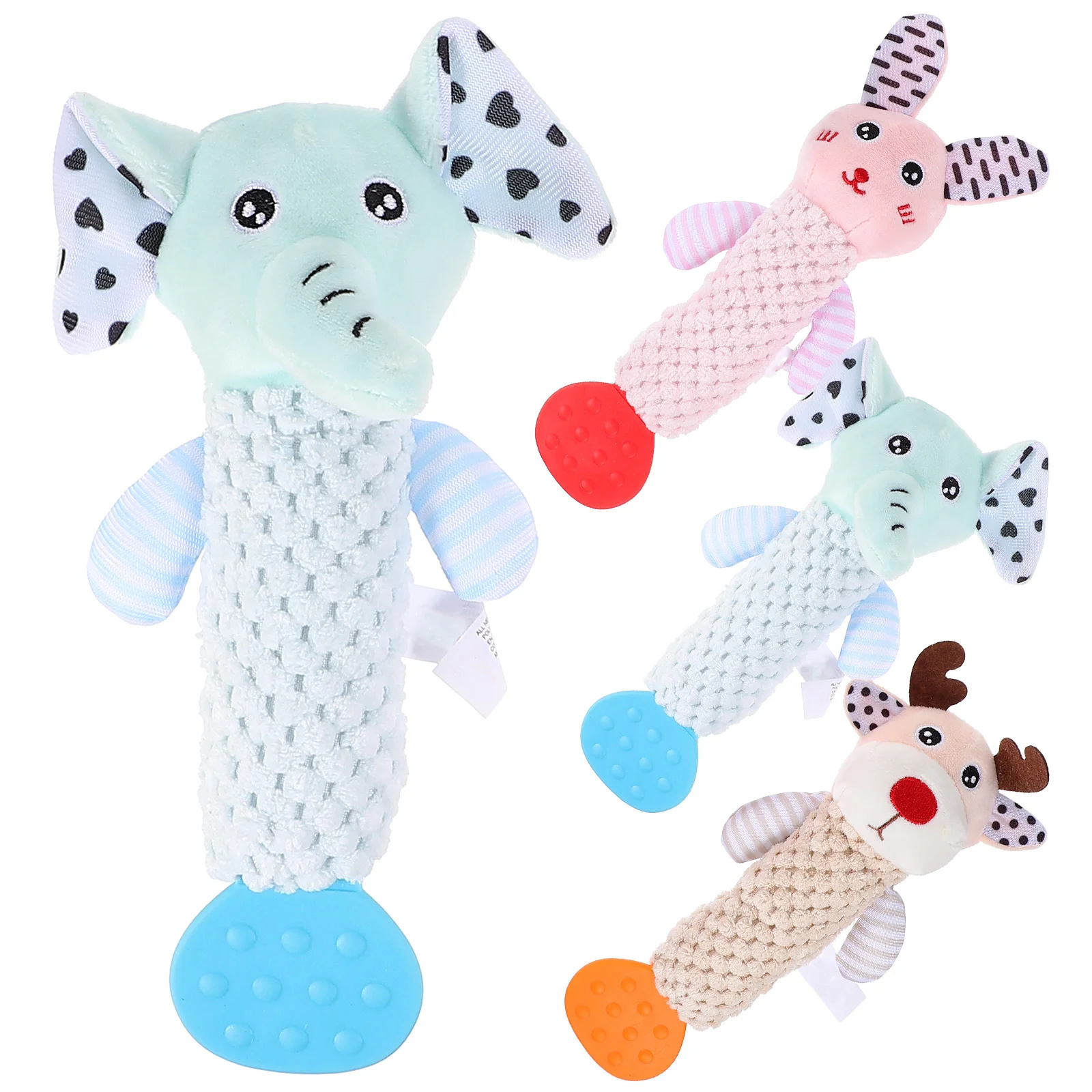 

4Pcs Animal Design Hand Rattles Cartoon Baby Grasp Appease for Intellectual Development Sensory Training Interactive Infant Gift