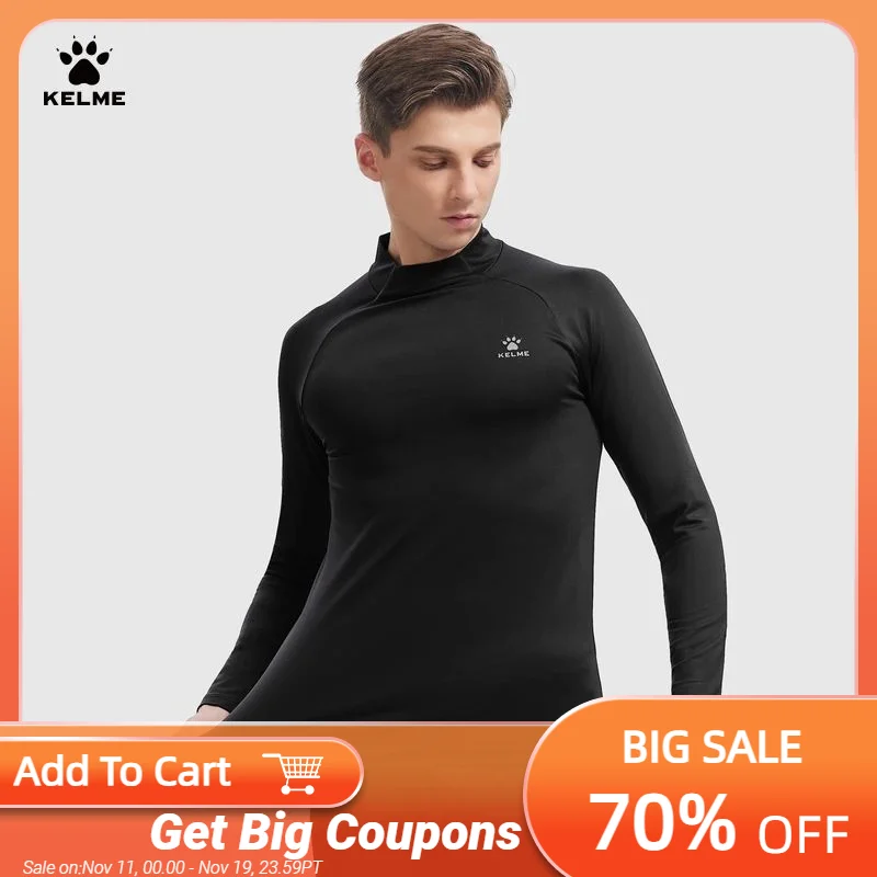 

KELME Men's Long Running T-Shirt Sports Fitness Quick-Drying Compression Shirts Trainning High Elastic Underwear Gym Clothing
