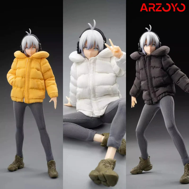 In Stock HASUKI CS013 1/12 Scale Fashionable Minimalist Basic Versatile Down Jacket Sports Yoga Pants Set 6'' Action Figures