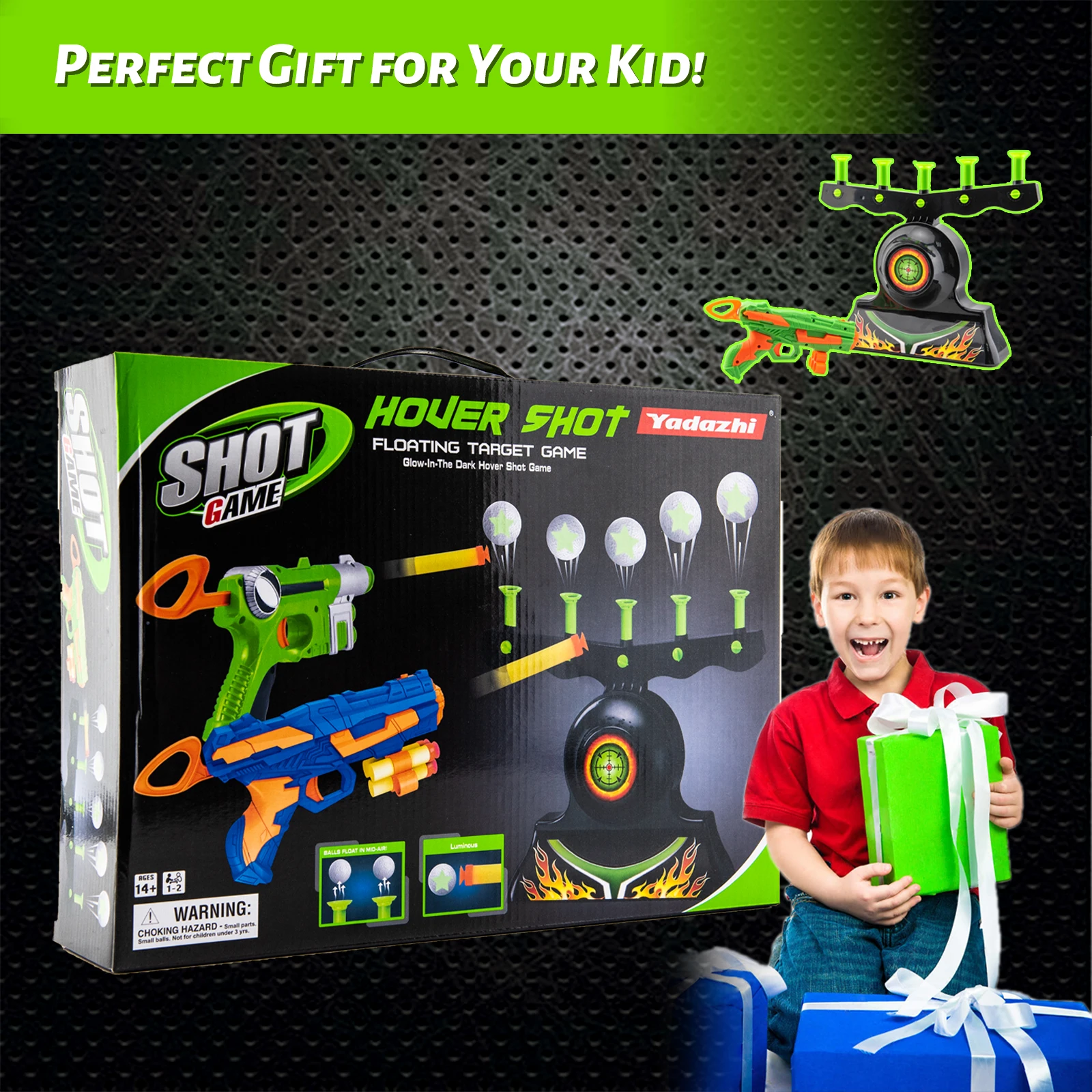 Newly Upgraded Luminous Electric Floating Target Children's Shooting Competition Soft Sponge Toy Gun Set Outdoor Sports Toy Gift