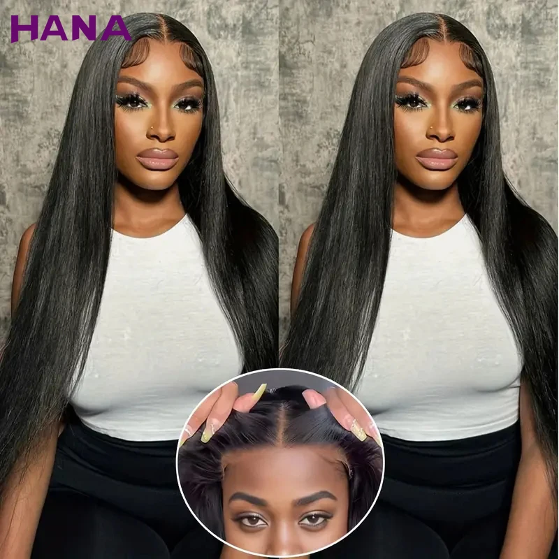 13X6 Lace Frontal Wig 100% Human Hair Wigs For Womean Natural Black Colored Remy Straight Style PrePlucked 5X7 Lace Closure Wig