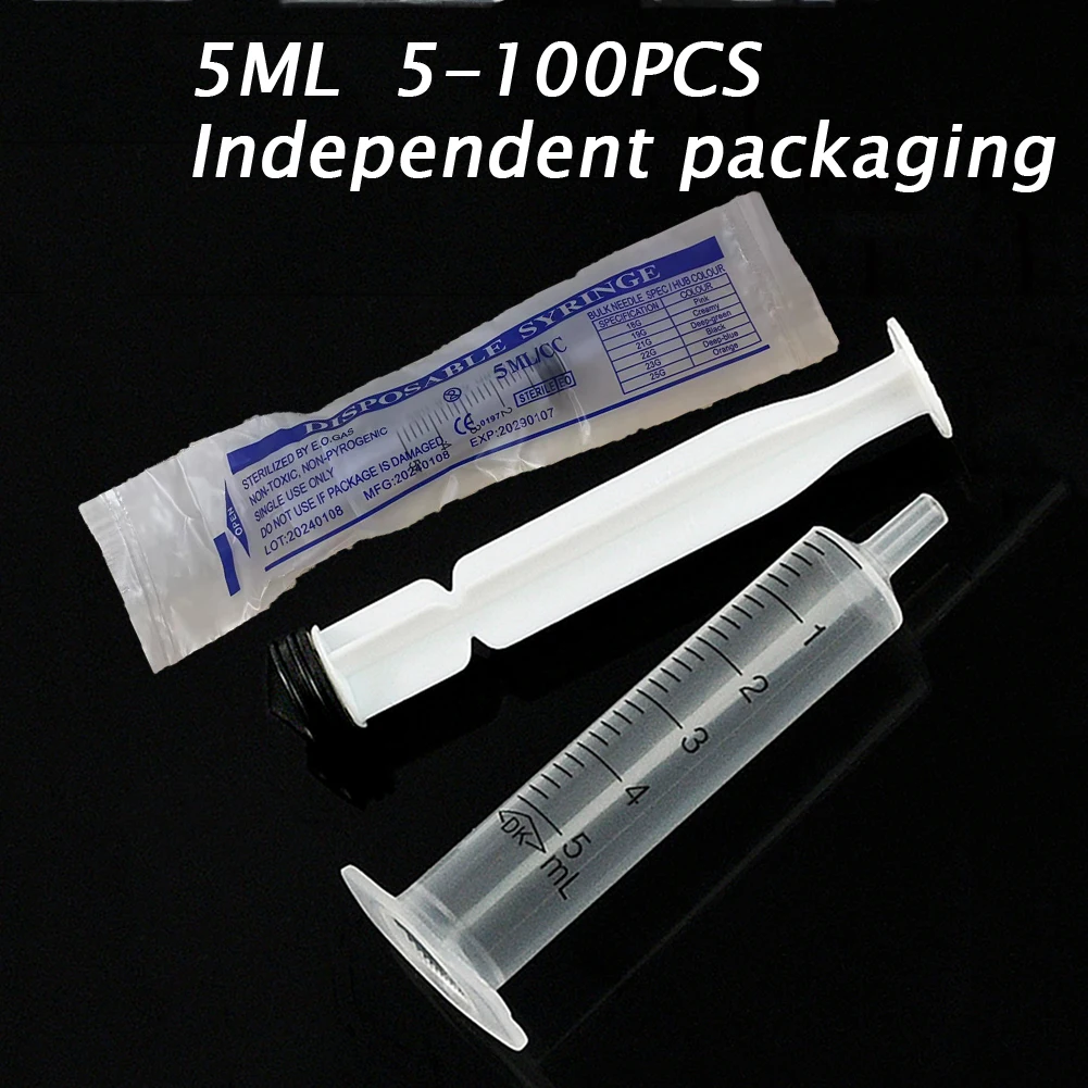 5/10/20/50/100Pcs No needle 5ml Plastic Reusable With OPP Health Measuring Cat Pet Feeding Nutrient Syringe Tools 5ML Syringe