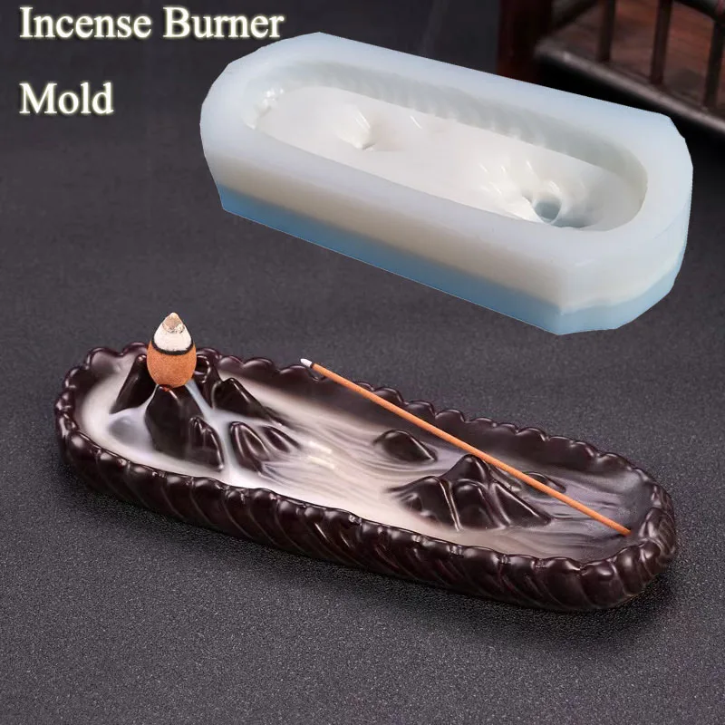 

Large Concrete Incense Holder Silicone Molds Plaster Clay Cense Burner Tray Cement Mold Meditation Sandalwood Incense Stand Mold