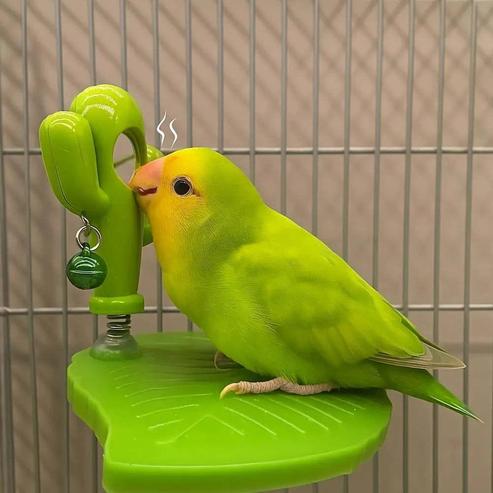 

Leaves Shape Bird Perch Stand Cactus with Bells Bird Playground Stand Wear Resistant Parrot Play Stands Relieve Boredom