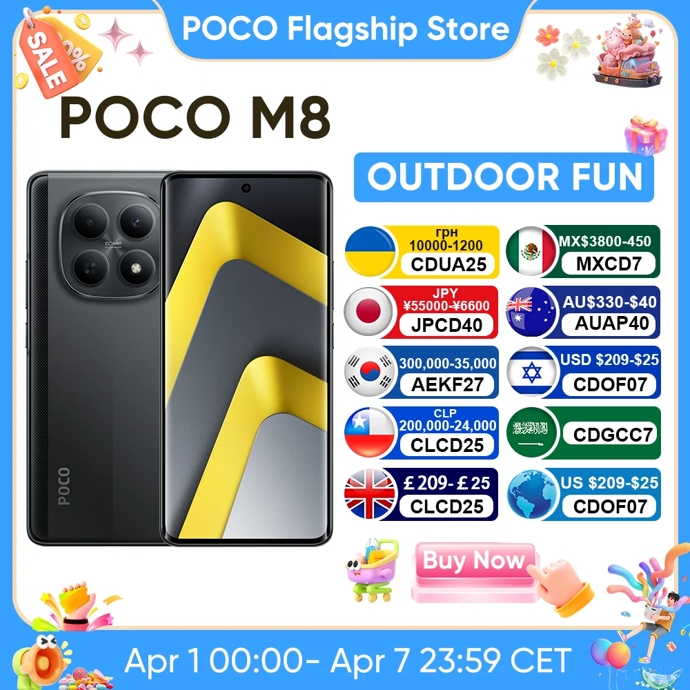 2026 Global Version POCO M8 Snapdragon 6 Gen 3 6.77" Flow AMOLED Display 50MP Camera 5520mAh 45W Turbo Charging 5G Smartphone
