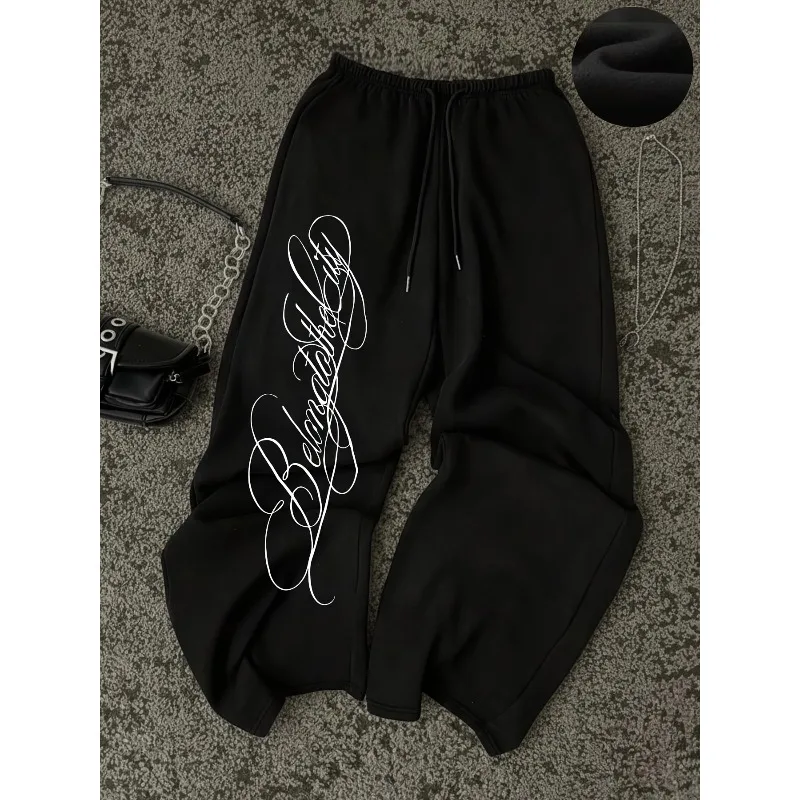 European and American Street Ladies' Personality, Fun, Simple, Dark Gothic Style Casual Pants, Hip-hop Fashion Street
