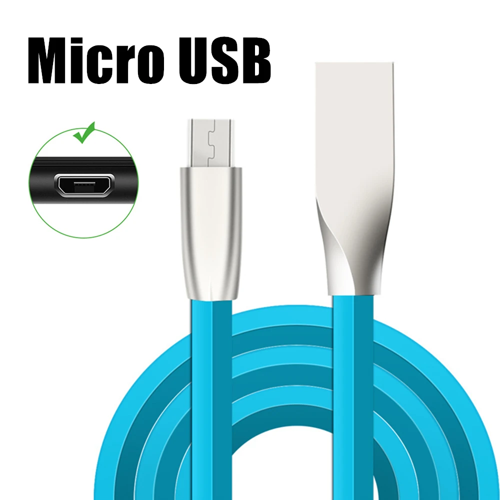 Zinc Alloy Micro USB Charging Flat Cable For Samsung S6 S7 Edge Redmi 9A 10A 12C Honor 8X 9i 20i OPPO R11 R15 Realme C30 C31 C33