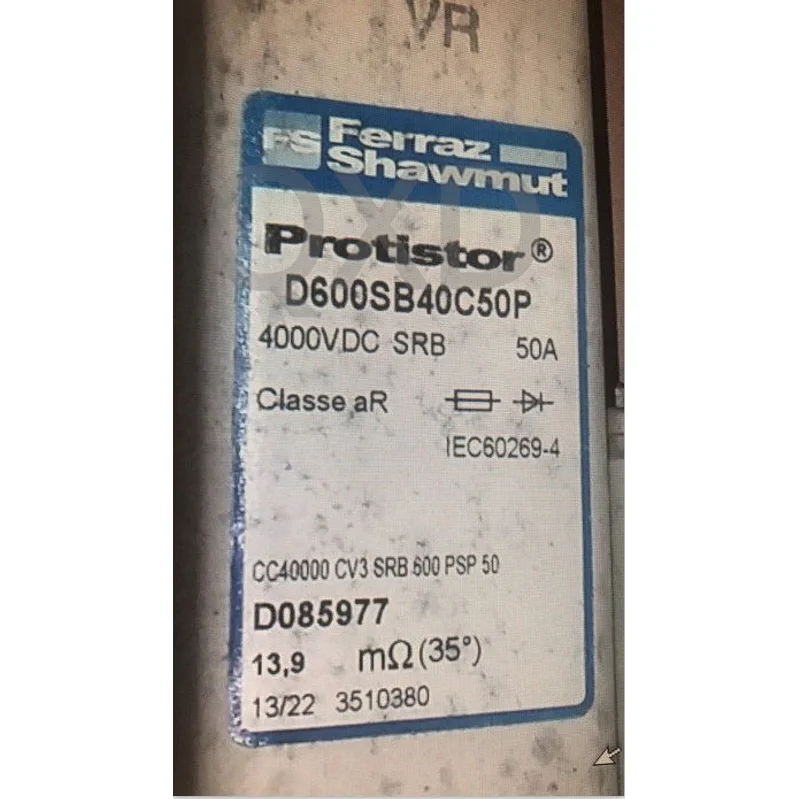 

Fuses: Ferraz Shawmut D300GC20C40P M086997 / D300GC20C50P G086992 / D300GC20C63P F086991 / D300GC20C80P E086990 aR