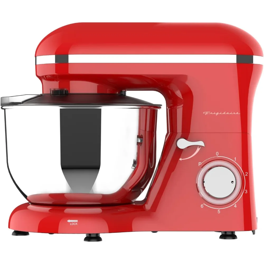 Stand Mixer, 6.2 Quart / 6L, 8 Speeds with Whisk, Dough Hook, Flat Beater Attachments, Splash Guard (RED)