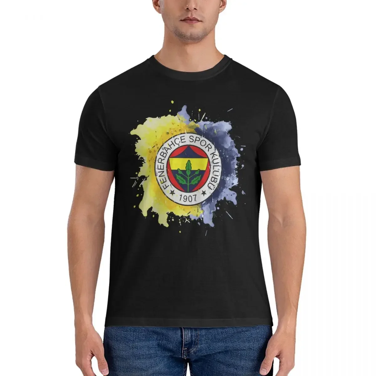 Humorous Istanbul Watercolor Design T-Shirt Men O Neck Pure Cotton T Shirt Fenerbahce Short Sleeve Tees Original Clothing