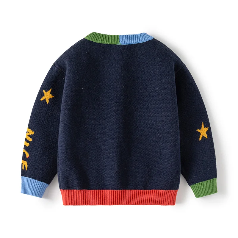 Starry Rocket Toddler Cotton Baby Boy Sweater Cardigan Toddler Long Sleeve Warm Top for Crew Neck Pullover Warm Tops