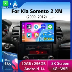 Android 14 Carplay Auto Car Radio For Kia Sorento 2 XM 2009 - 2012 Navigation GPS Multimedia Player video Stereo wifi+4G 2 DIN