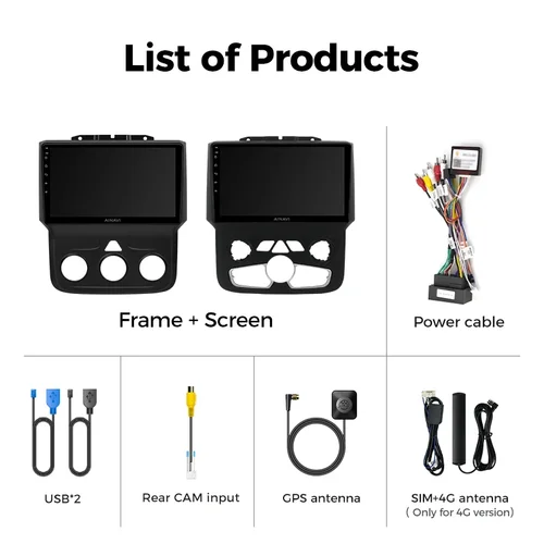 Imagen 2 del producto Reproductor Multimedia de Radio para coche Ainavi para Dodge Ram 1500 2500 3500 2013-2018 Carplay inalámbrico Android Auto estéreo 48EQ GPS DSP