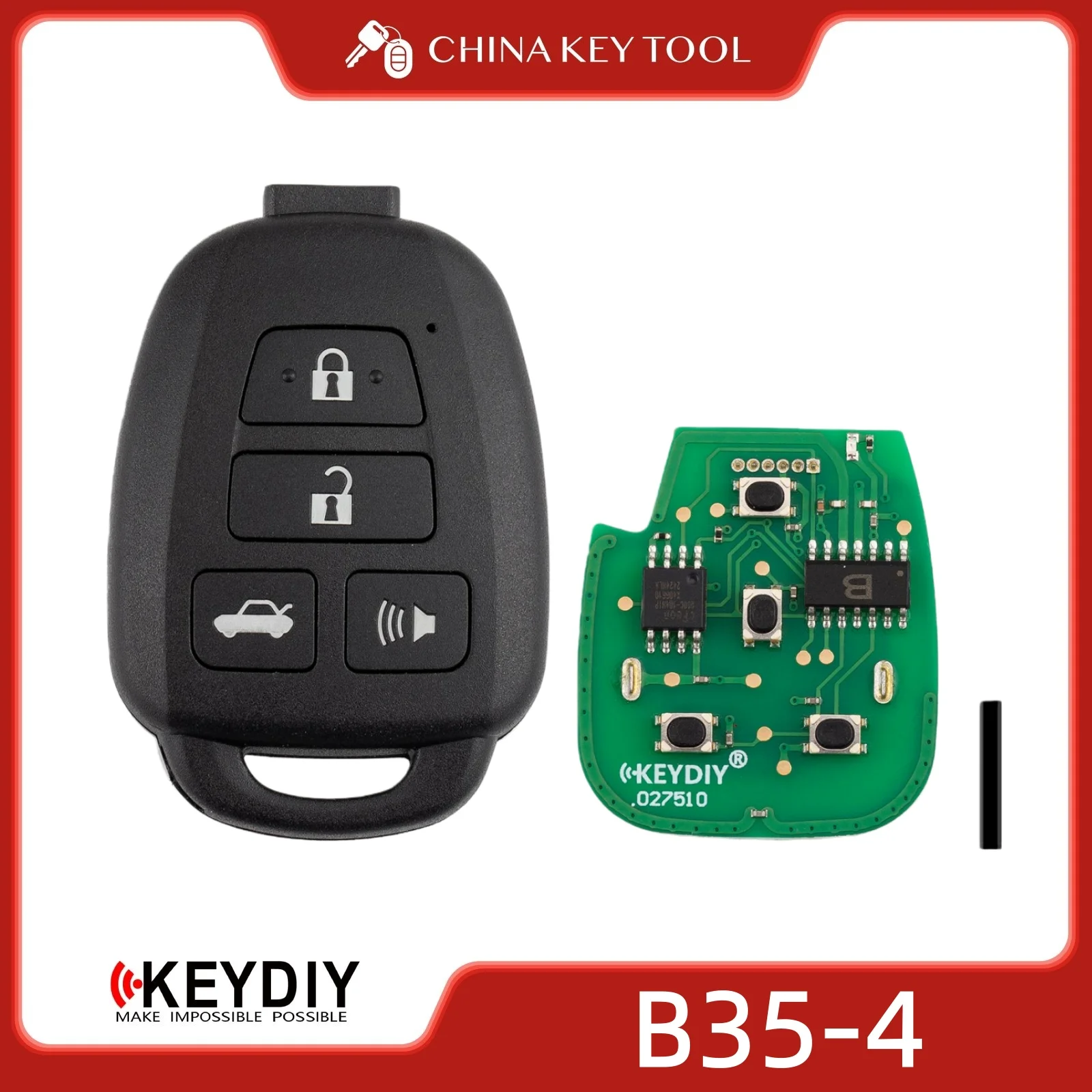KEYDIY KD B35-4 B Series Universal Flip Remote Key 4 Buttons Compatible with Toyota Type Vehicles